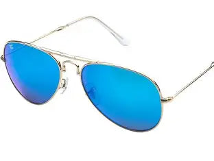 lente azul espejado (blue mirror), marco dorado