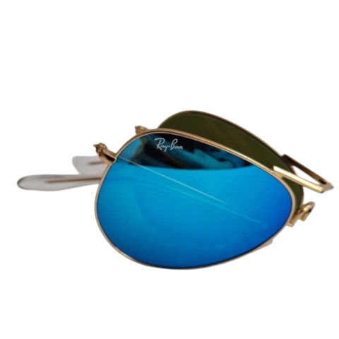 lente azul espejado (blue mirror), marco dorado