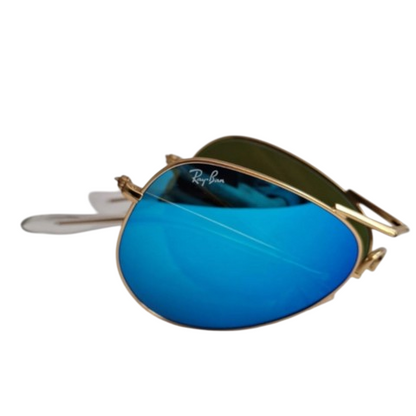 lente azul espejado (blue mirror), marco dorado