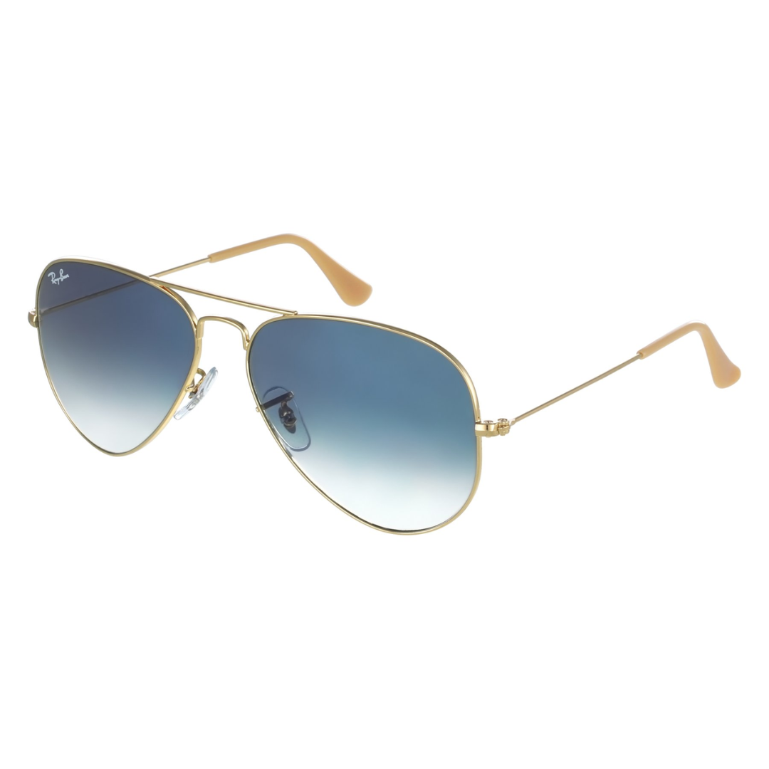 aviador clasico dorado con lentes celestes