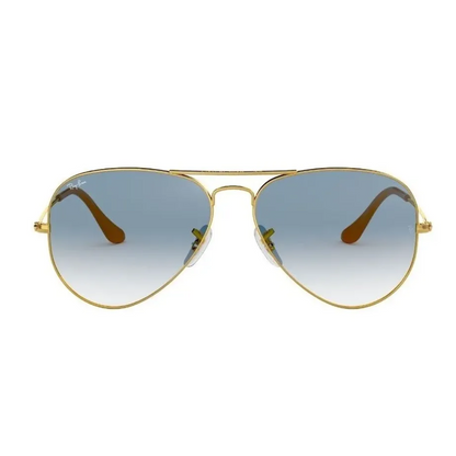 aviador clasico dorado con lentes celestes