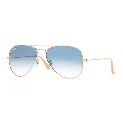 aviador clasico dorado con lentes celestes