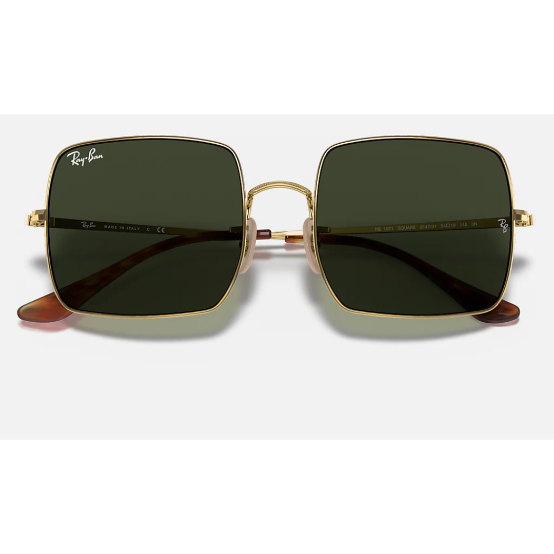 Square Classic (lentes verdes, marco dorado)