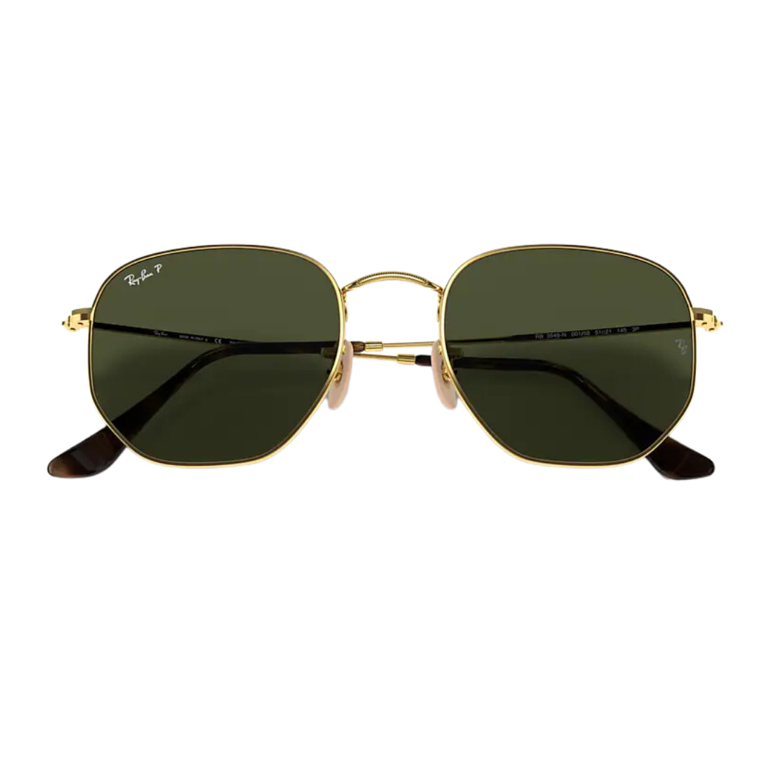 Diseño aviator hexagonal con marco metálico dorado